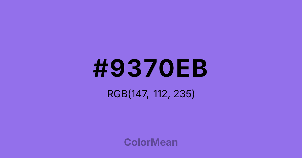 Color swatch image showing #9370EB with RGB(147,112,235) values
