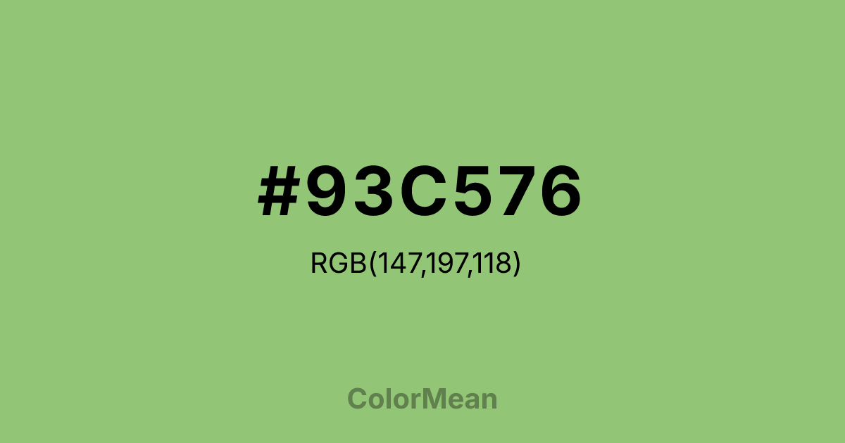 Color swatch image showing #93C576 with RGB(147,197,118) values