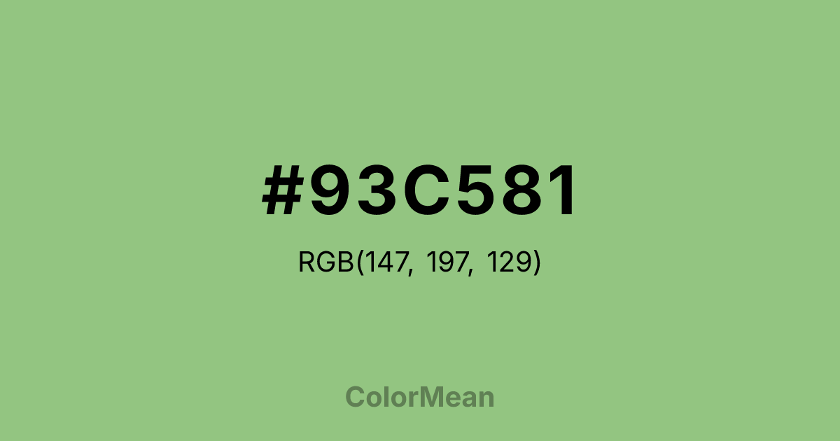 Color swatch image showing #93C581 with RGB(147,197,129) values