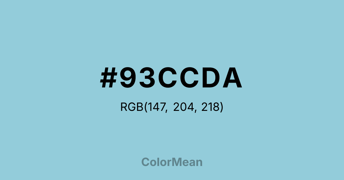 Color swatch image showing #93CCDA with RGB(147,204,218) values