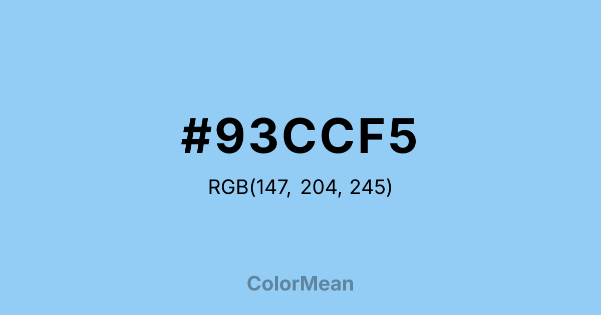 Color swatch image showing #93CCF5 with RGB(147,204,245) values