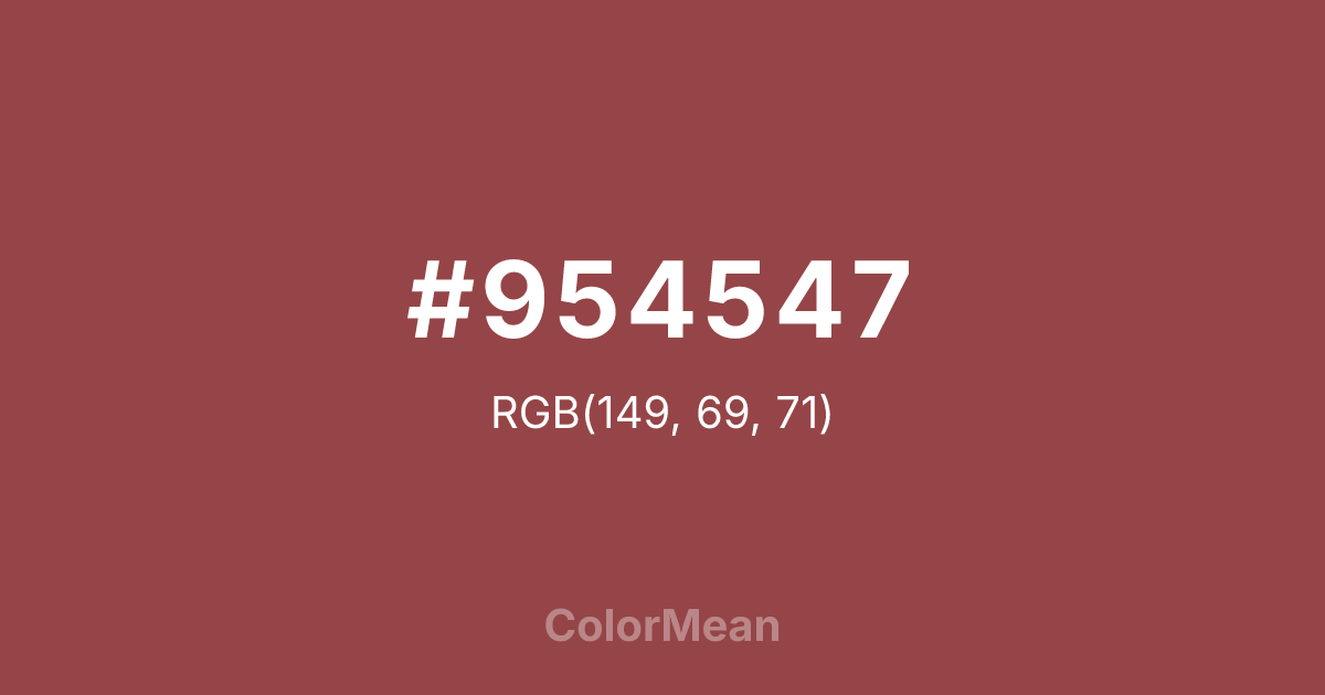 Color swatch image showing #954547 with RGB(149,69,71) values