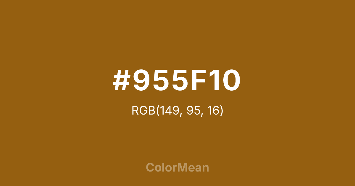 Color swatch image showing #955F10 with RGB(149,95,16) values
