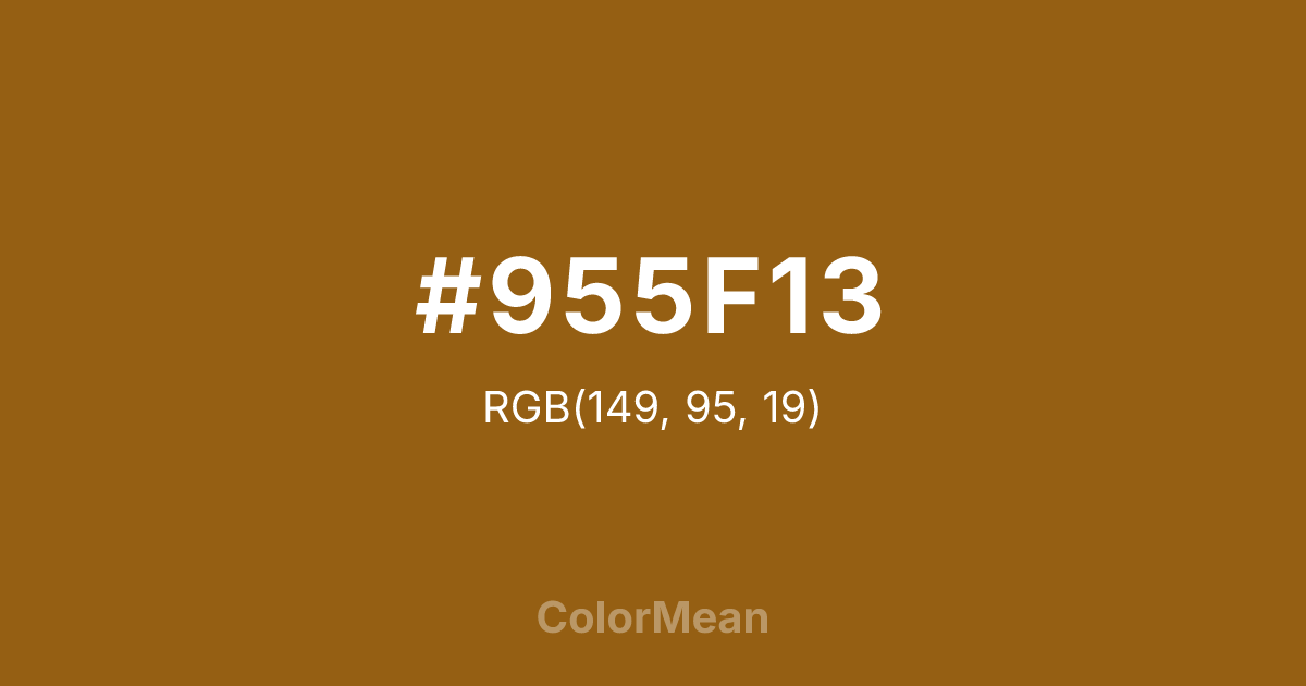 Color swatch image showing #955F13 with RGB(149,95,19) values