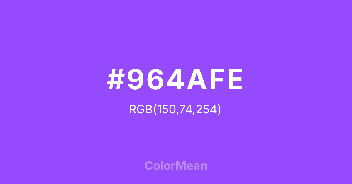 Color swatch image showing #964AFE with RGB(150,74,254) values