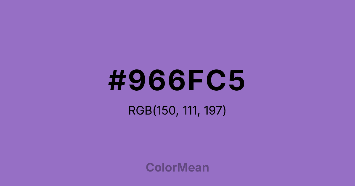 Color swatch image showing #966FC5 with RGB(150,111,197) values