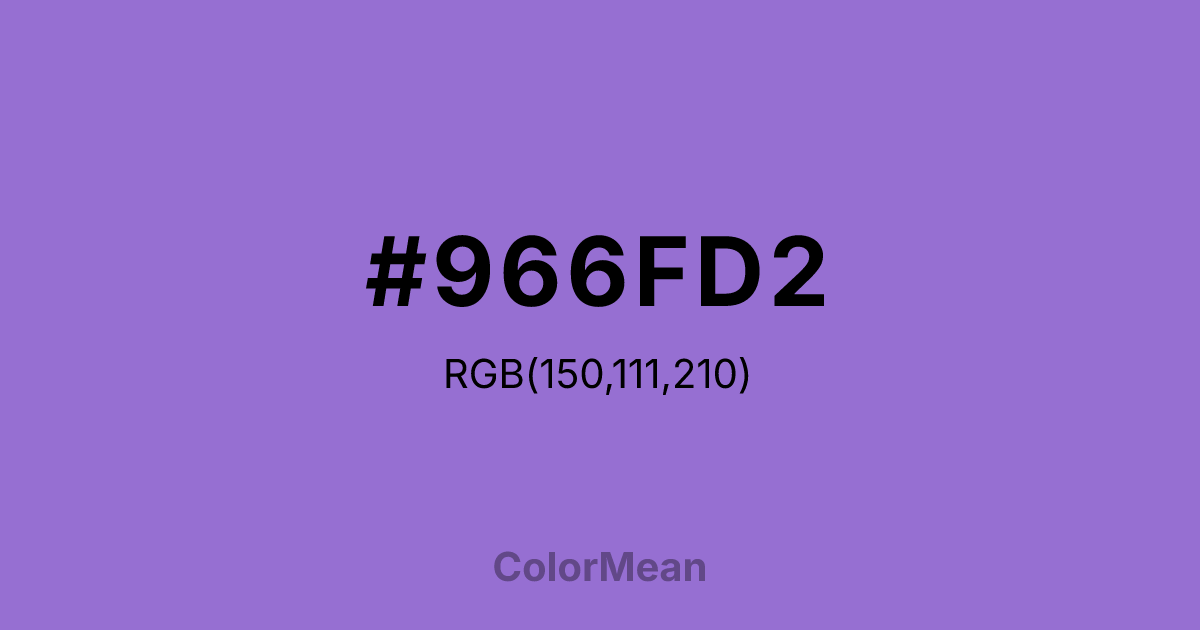 Color swatch image showing #966FD2 with RGB(150,111,210) values