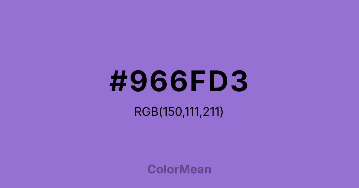Color swatch image showing #966FD3 with RGB(150,111,211) values