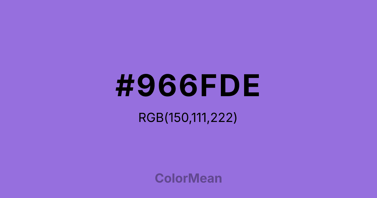 Color swatch image showing #966FDE with RGB(150,111,222) values