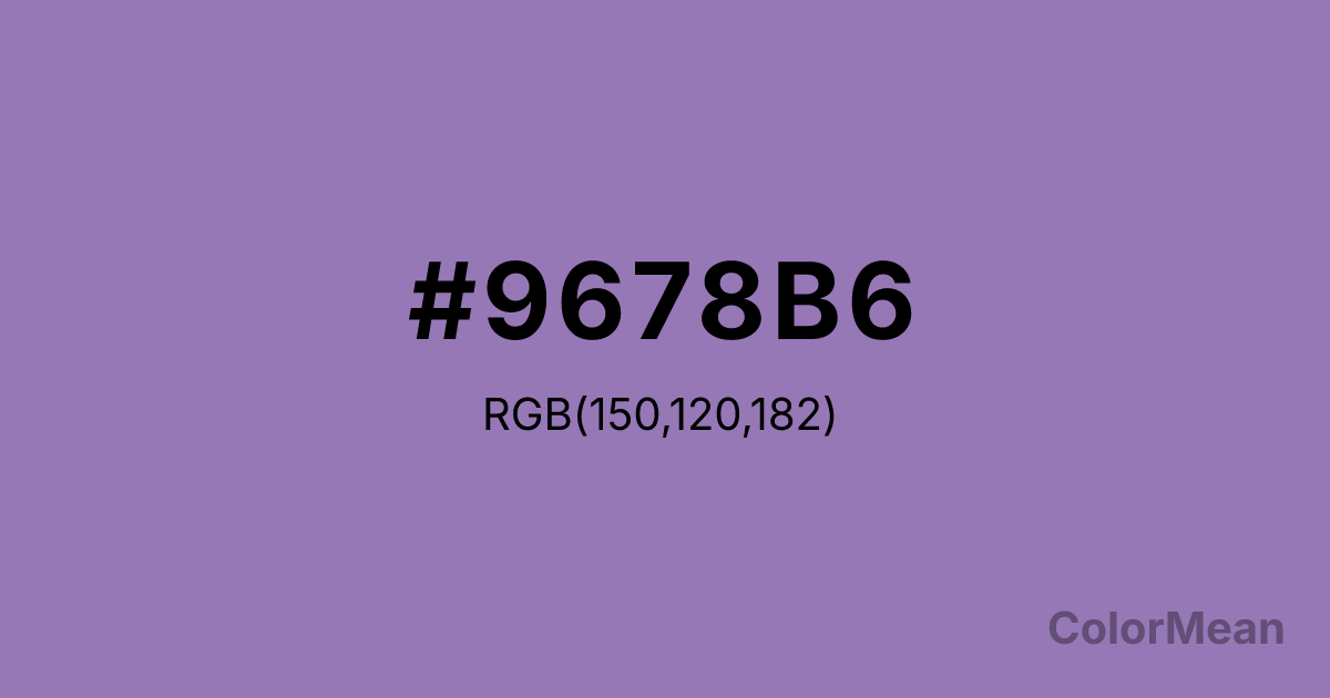 Color swatch image showing Purple Mountain Majesty (#9678B6) with RGB(150,120,182) values