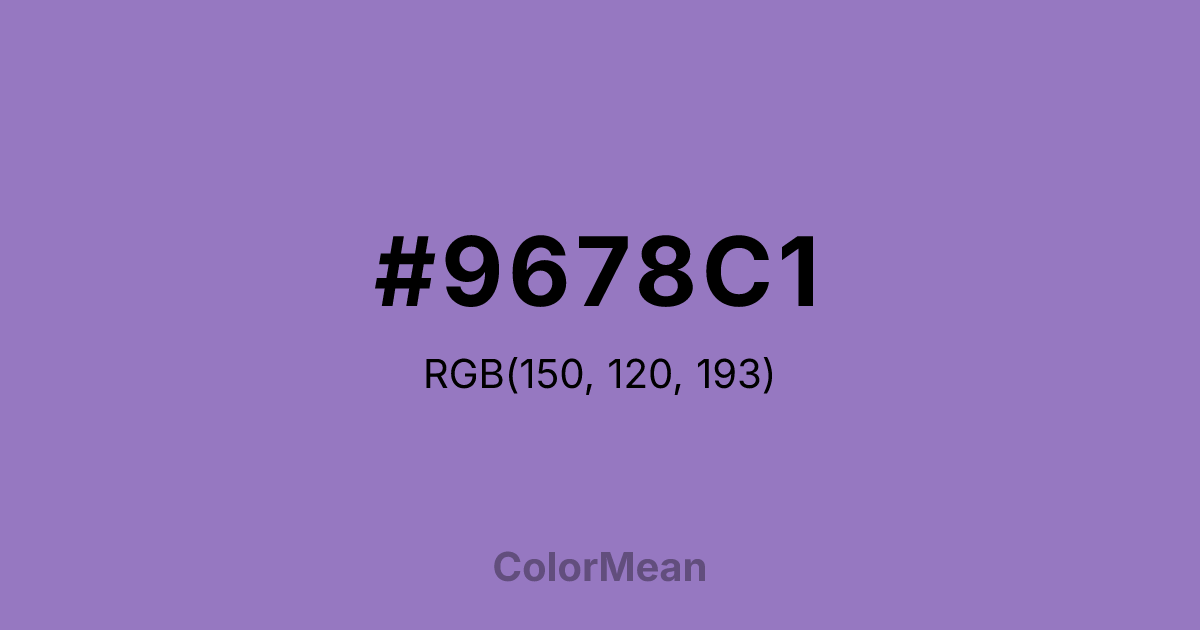 Color swatch image showing #9678C1 with RGB(150,120,193) values