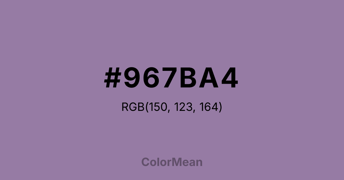 Color swatch image showing #967BA4 with RGB(150,123,164) values