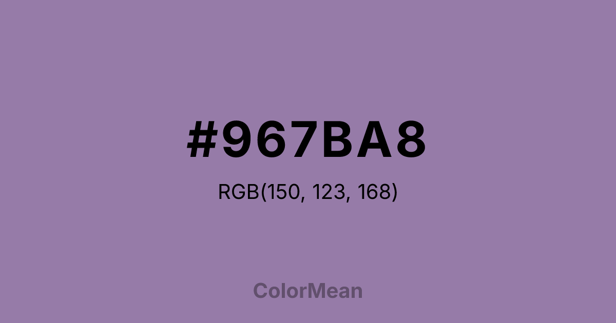 Color swatch image showing #967BA8 with RGB(150,123,168) values
