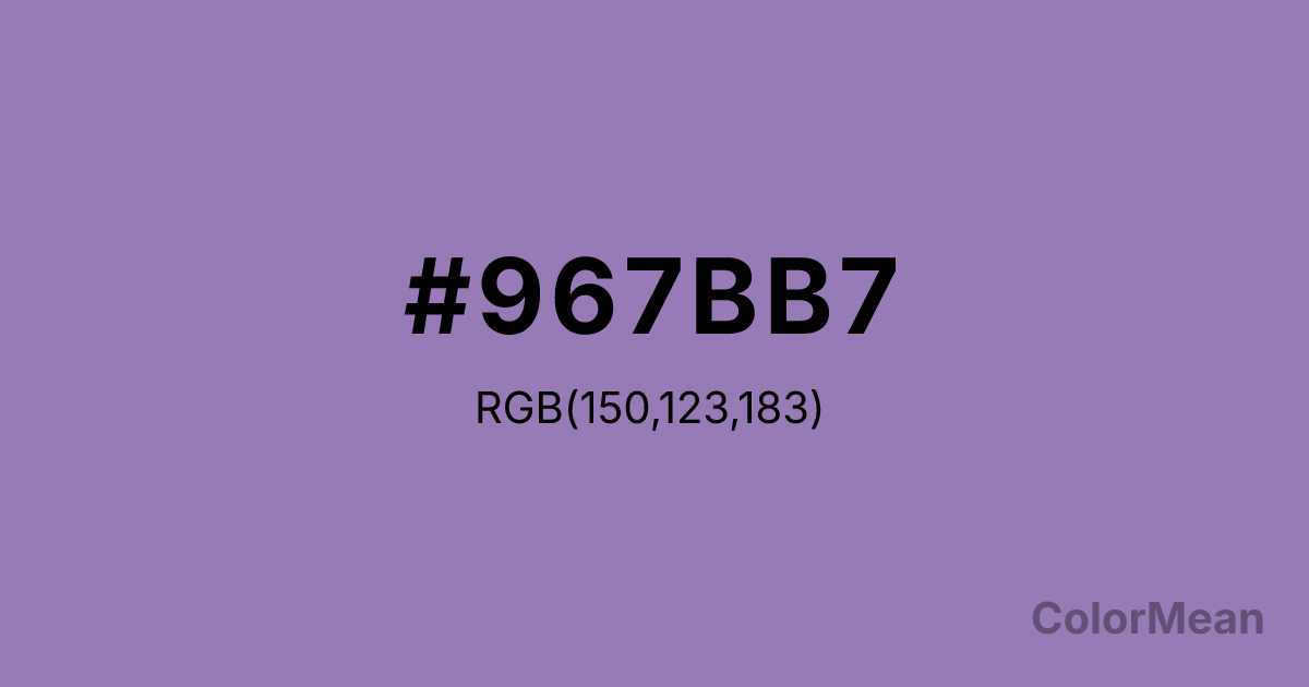 Color swatch image showing #967BB7 with RGB(150,123,183) values
