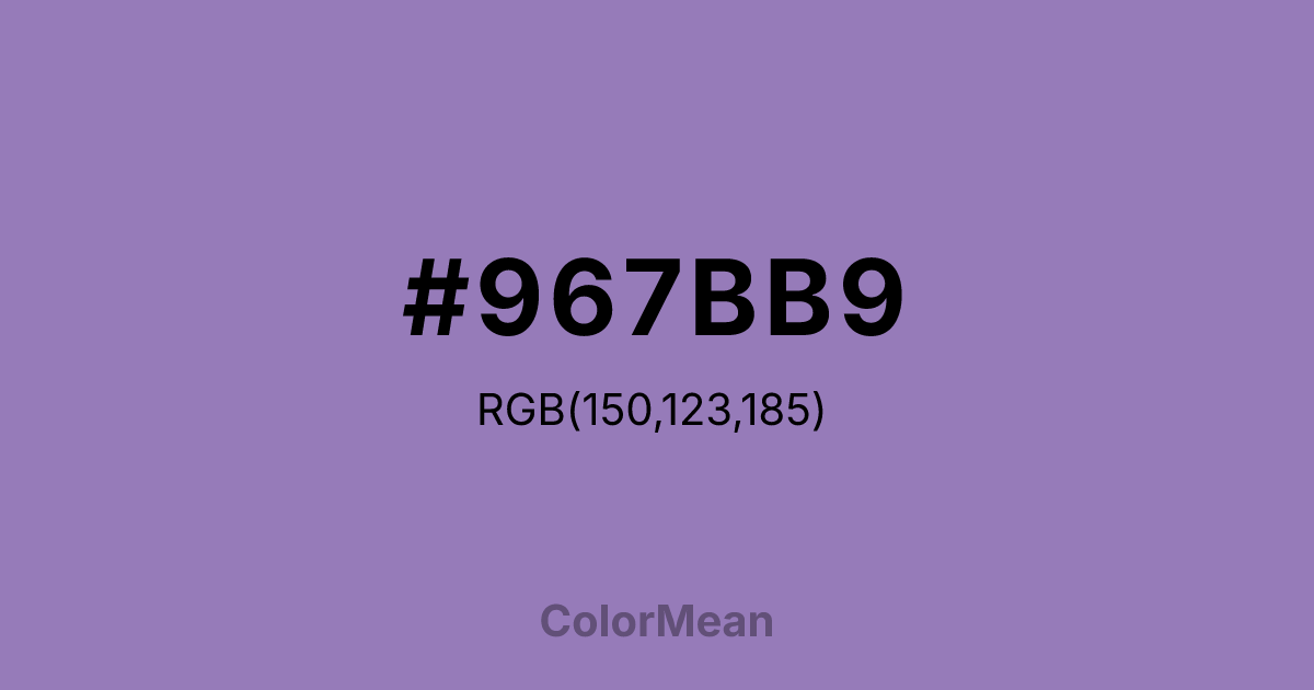 Color swatch image showing #967BB9 with RGB(150,123,185) values