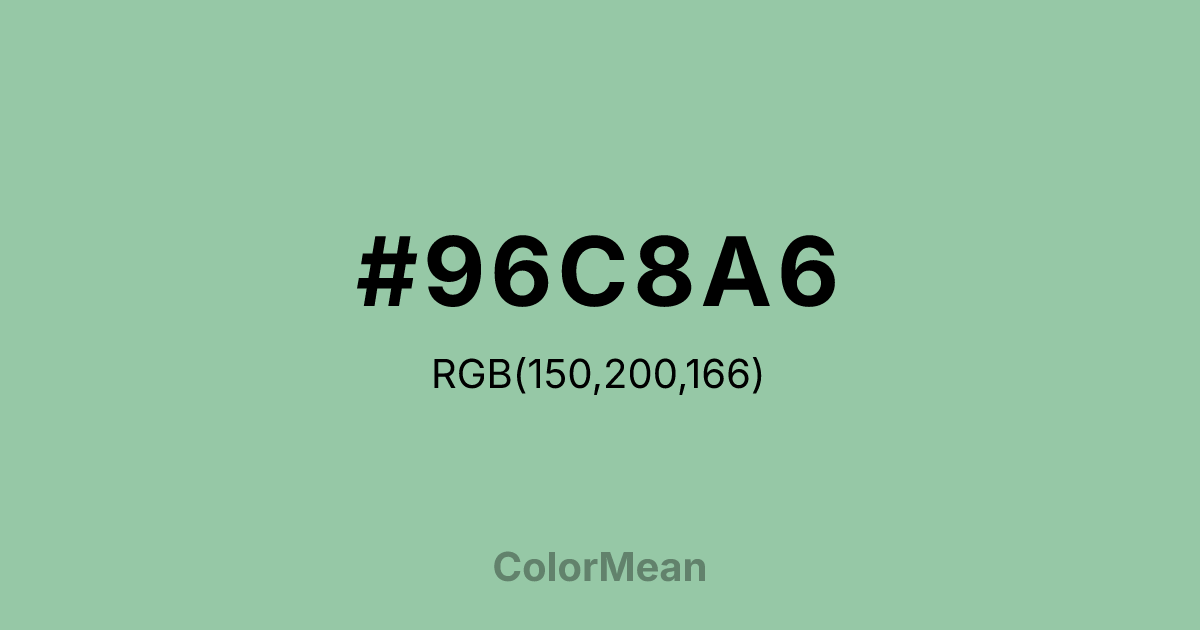Color swatch image showing #96C8A6 with RGB(150,200,166) values