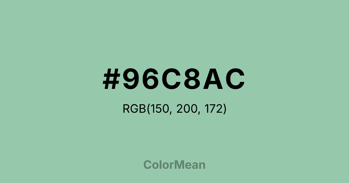 Color swatch image showing #96C8AC with RGB(150,200,172) values