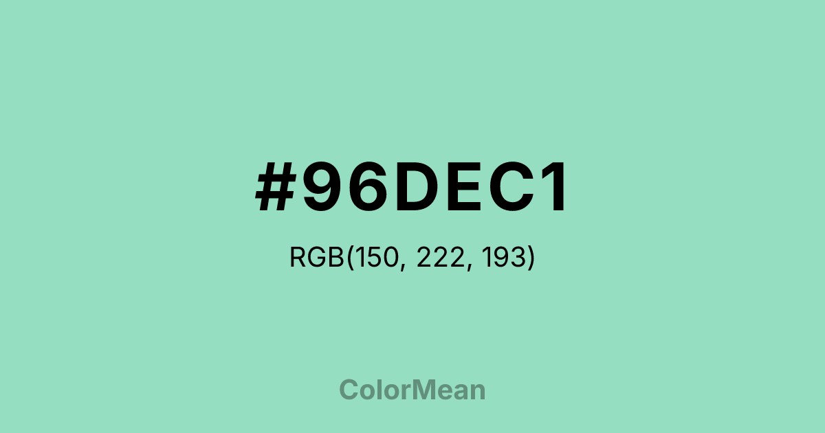 Color swatch image showing #96DEC1 with RGB(150,222,193) values