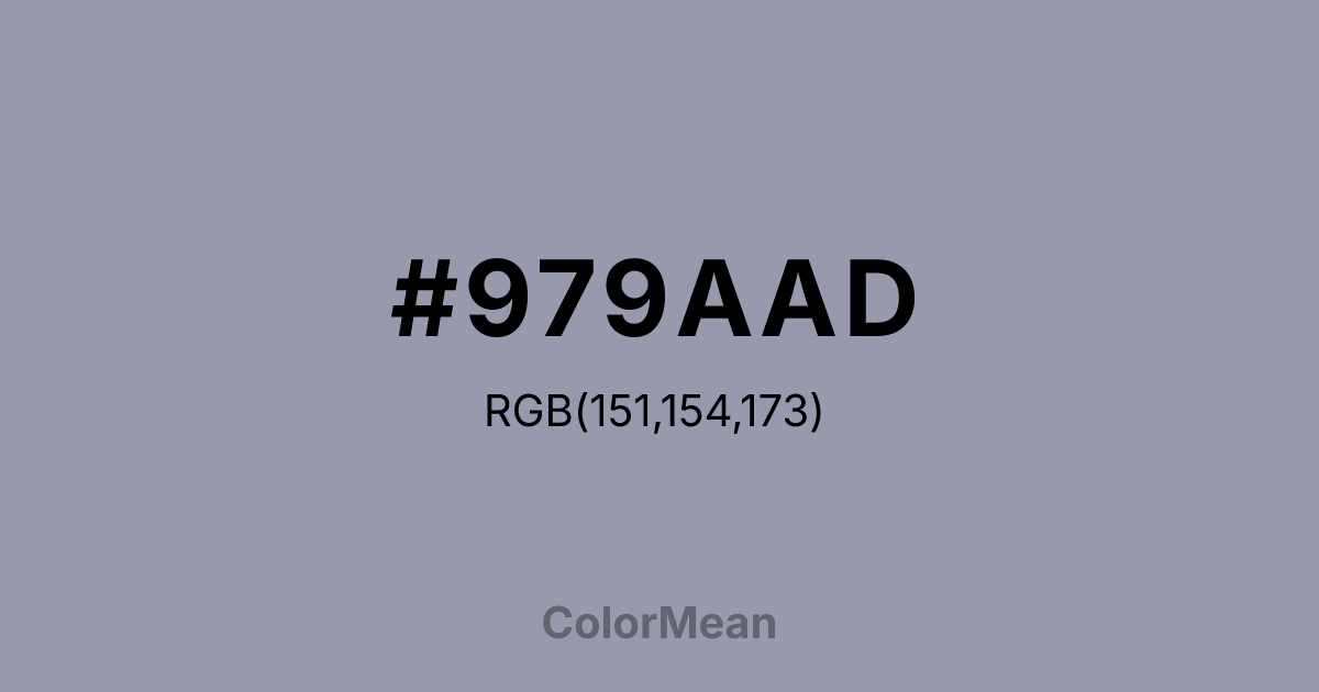 Color swatch image showing #979AAD with RGB(151,154,173) values
