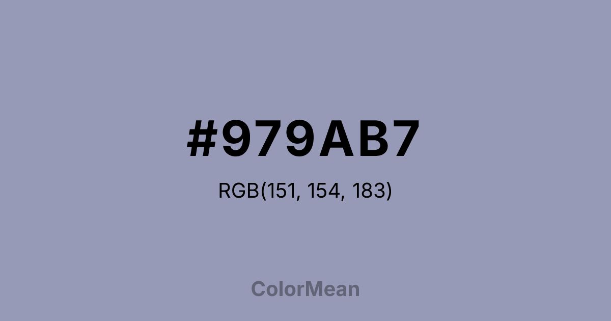 Color swatch image showing #979AB7 with RGB(151,154,183) values