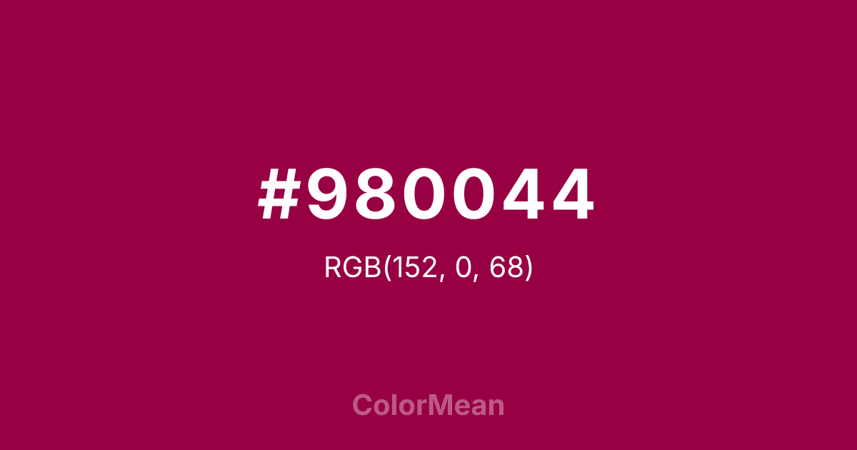 Color swatch image showing #980044 with RGB(152,0,68) values