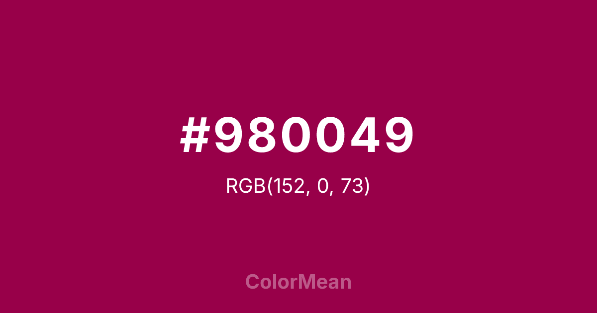 Color swatch image showing #980049 with RGB(152,0,73) values