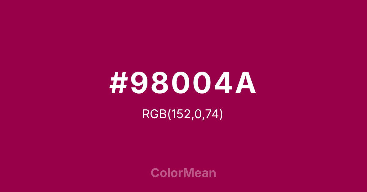 Color swatch image showing #98004A with RGB(152,0,74) values