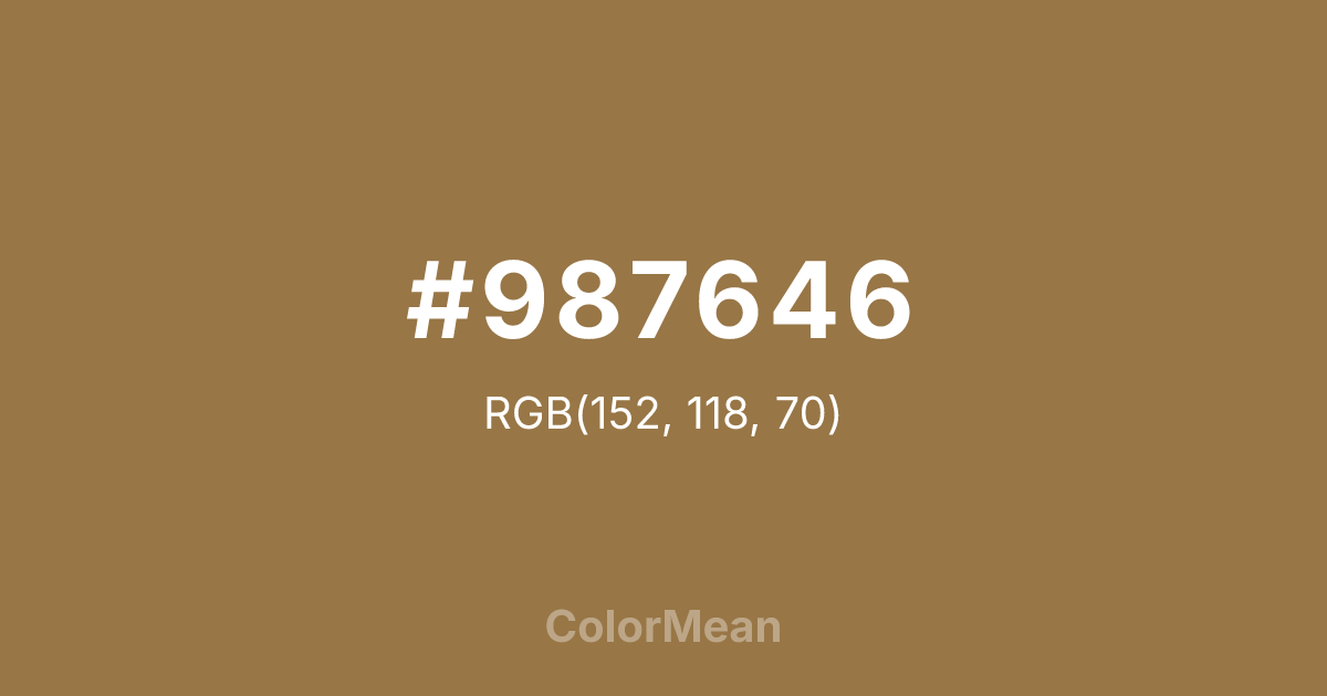 Color swatch image showing #987646 with RGB(152,118,70) values