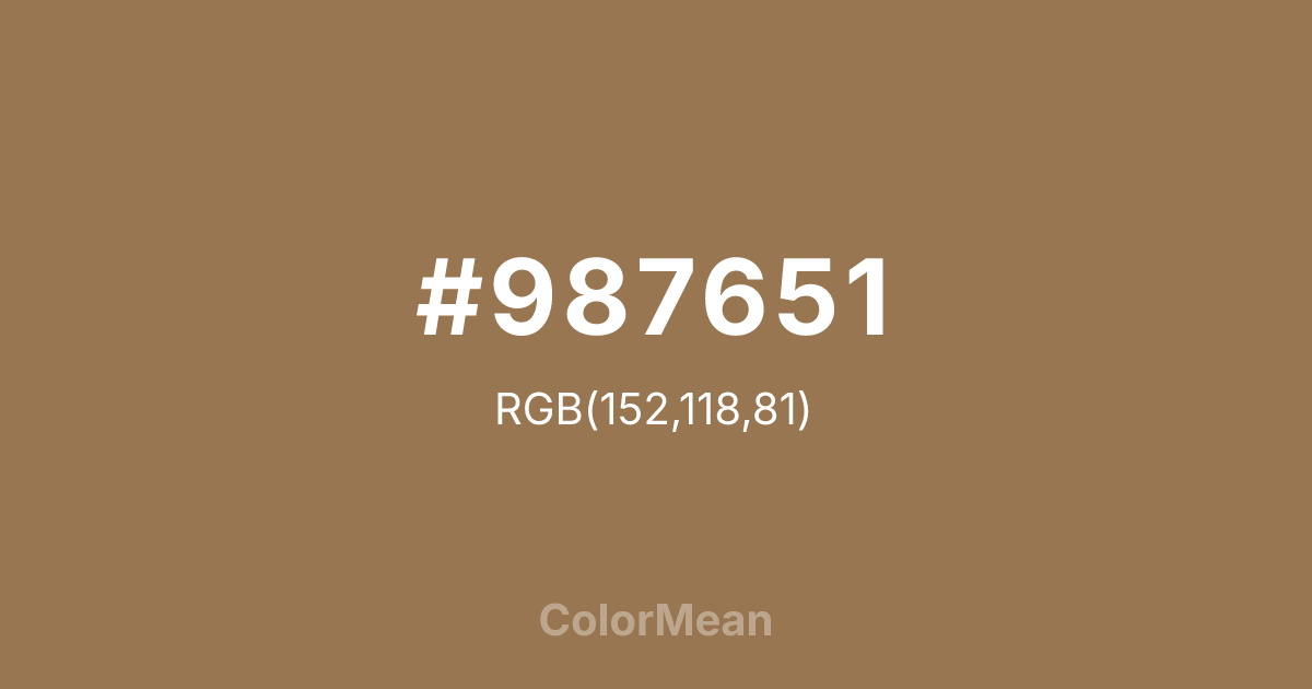 Color swatch image showing #987651 with RGB(152,118,81) values