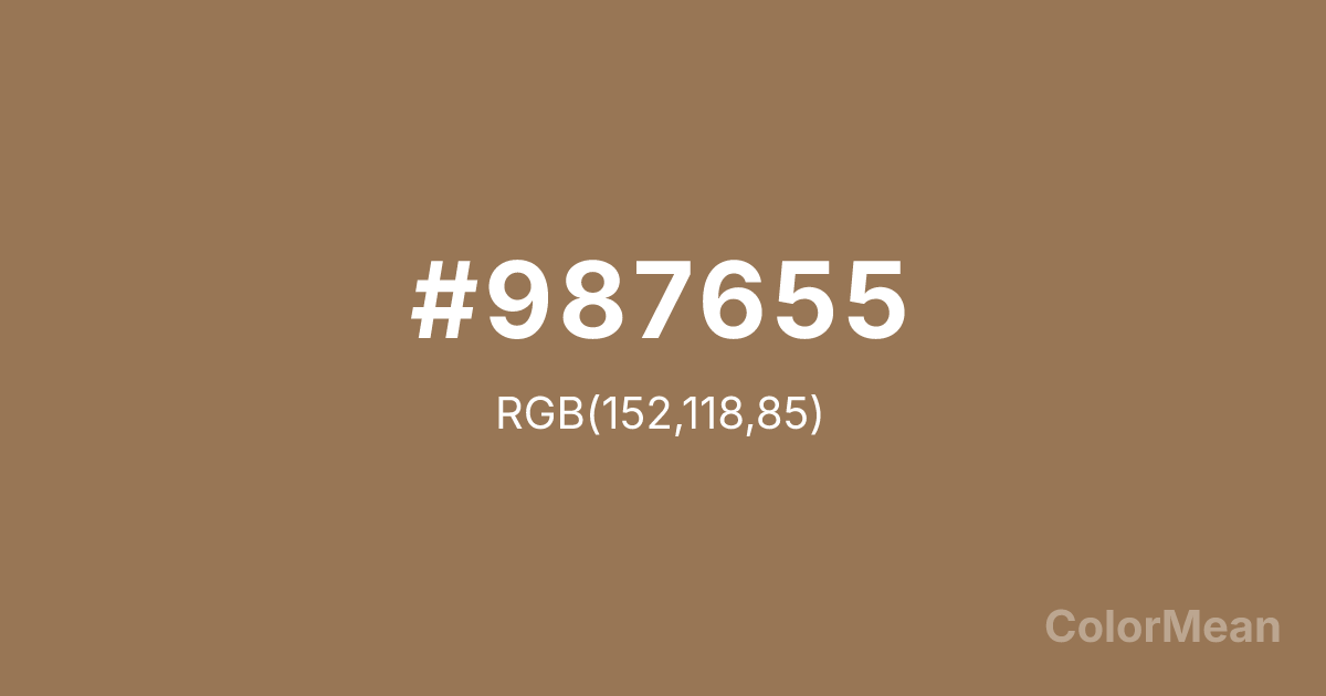 Color swatch image showing #987655 with RGB(152,118,85) values