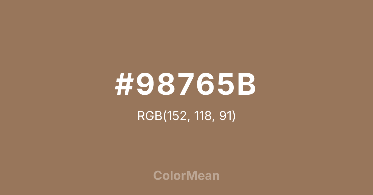 Color swatch image showing #98765B with RGB(152,118,91) values