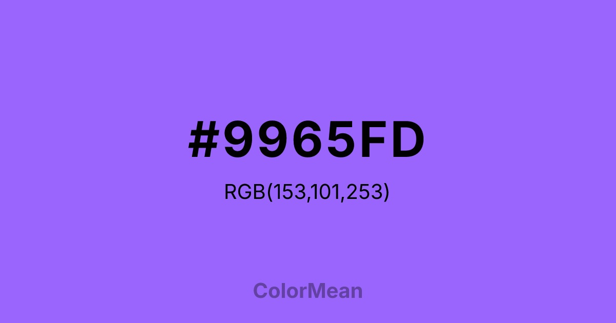 Color swatch image showing #9965FD with RGB(153,101,253) values