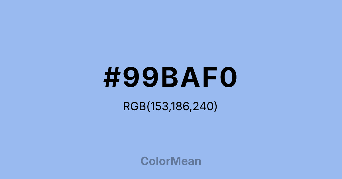 Color swatch image showing #99BAF0 with RGB(153,186,240) values