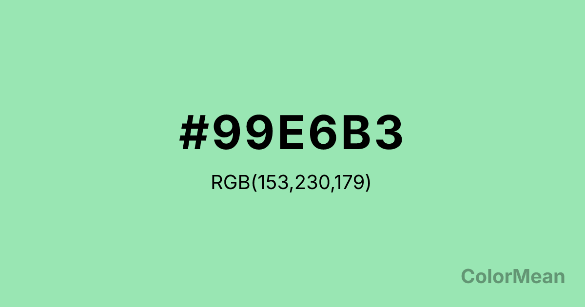 Color swatch image showing Teal Deer (#99E6B3) with RGB(153,230,179) values