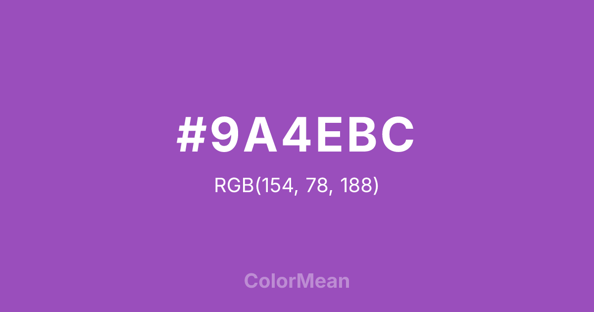 Color swatch image showing #9A4EBC with RGB(154,78,188) values