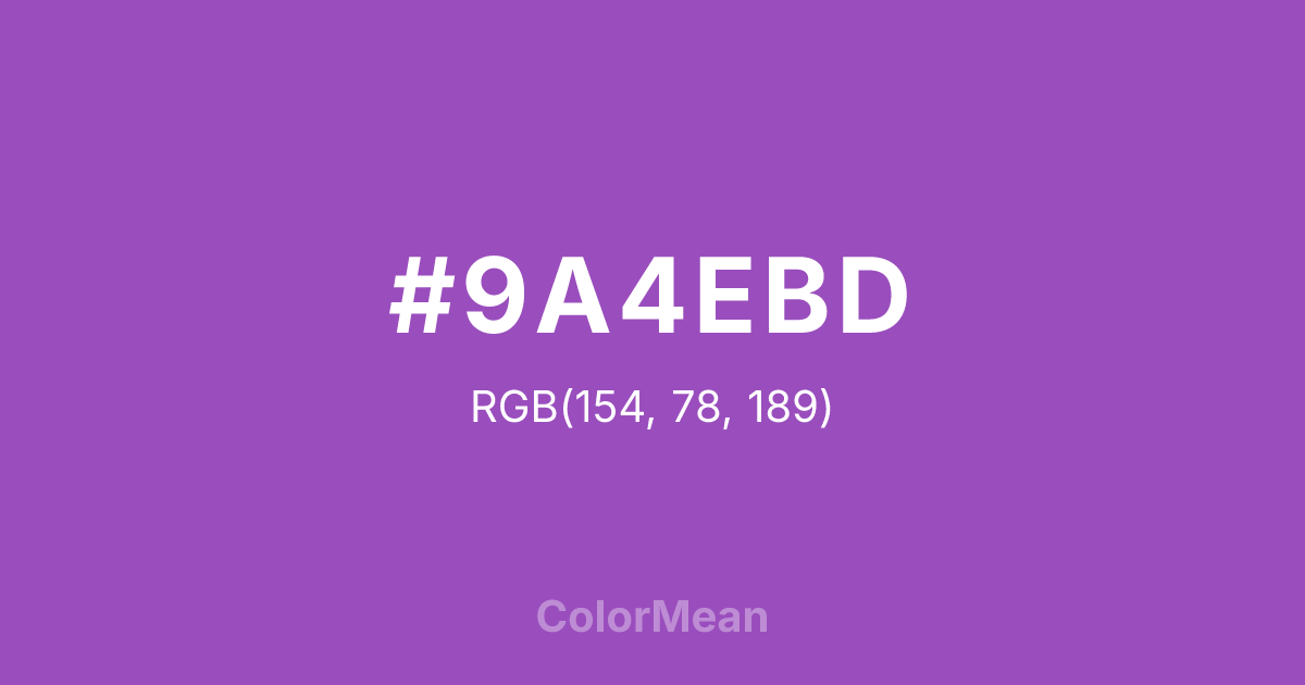 Color swatch image showing #9A4EBD with RGB(154,78,189) values
