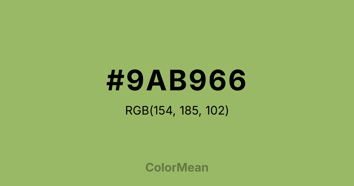 Color swatch image showing #9AB966 with RGB(154,185,102) values