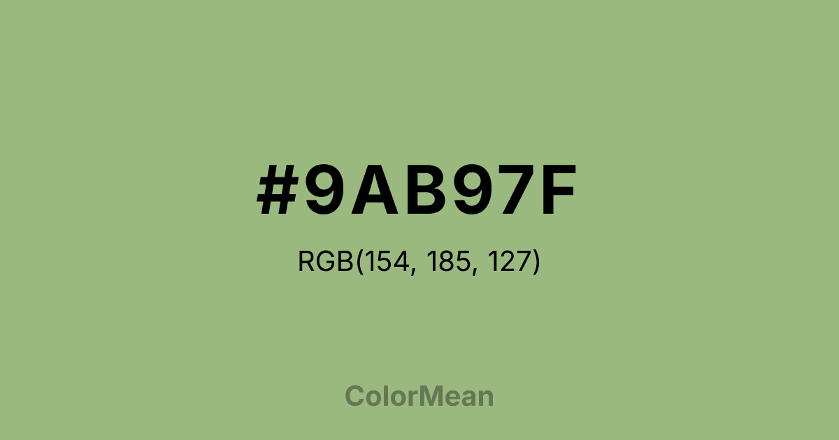 Color swatch image showing #9AB97F with RGB(154,185,127) values
