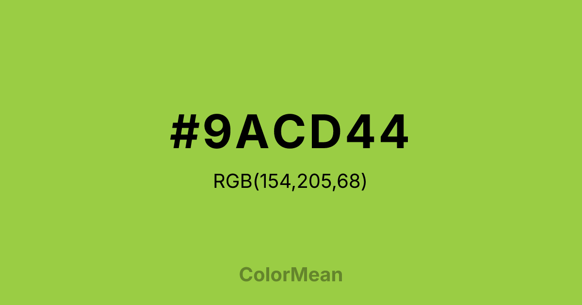 Color swatch image showing #9ACD44 with RGB(154,205,68) values
