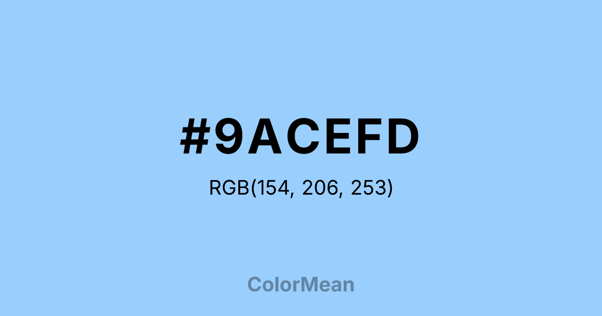 Color swatch image showing #9ACEFD with RGB(154,206,253) values