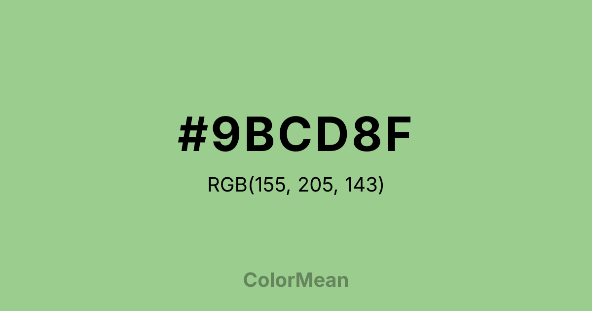 Color swatch image showing #9BCD8F with RGB(155,205,143) values
