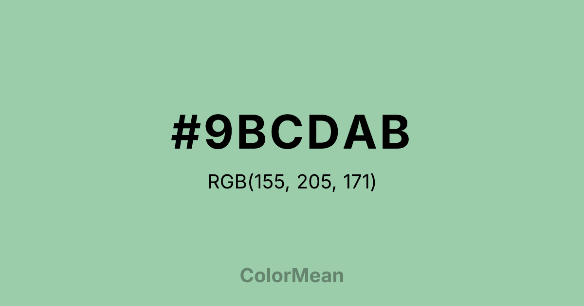 Color swatch image showing #9BCDAB with RGB(155,205,171) values