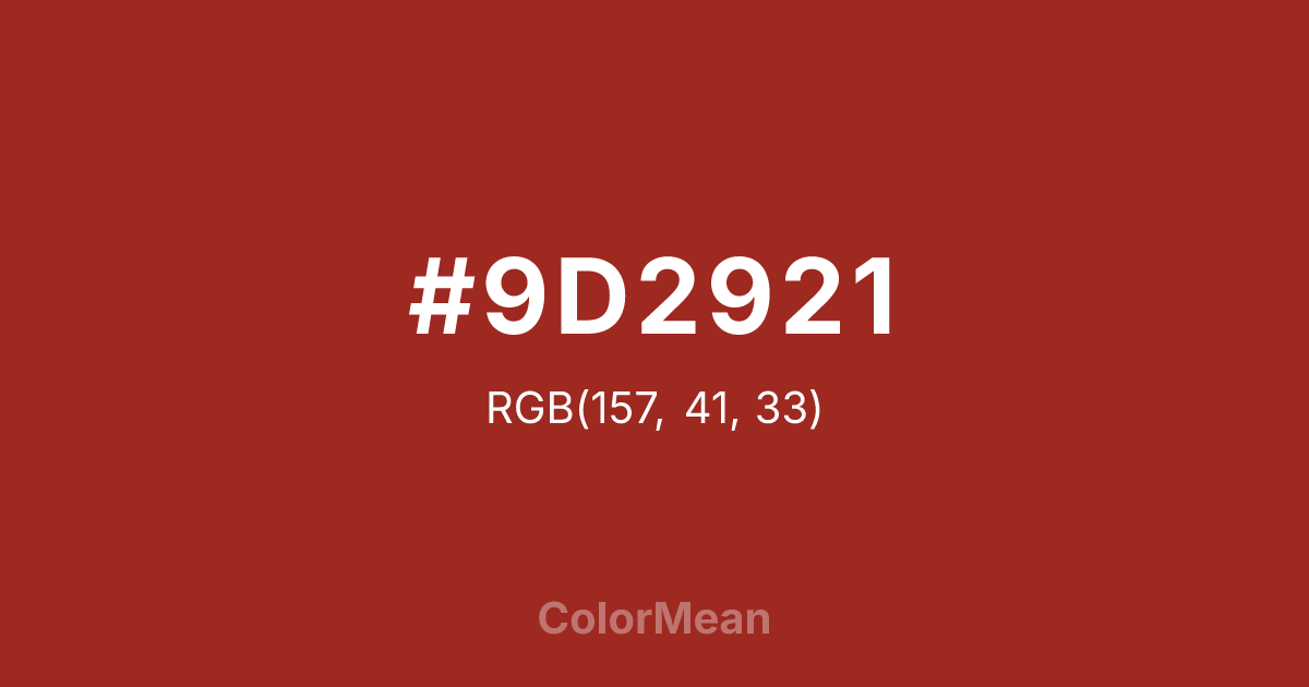 Color swatch image showing #9D2921 with RGB(157,41,33) values