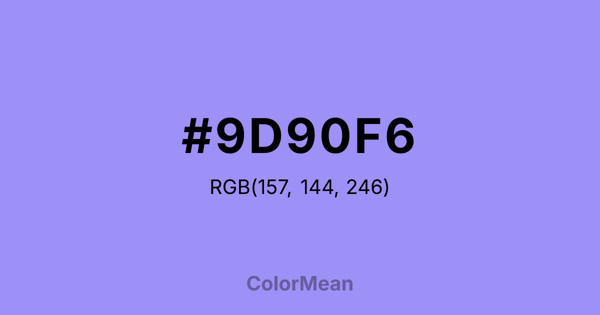 Color swatch image showing #9D90F6 with RGB(157,144,246) values