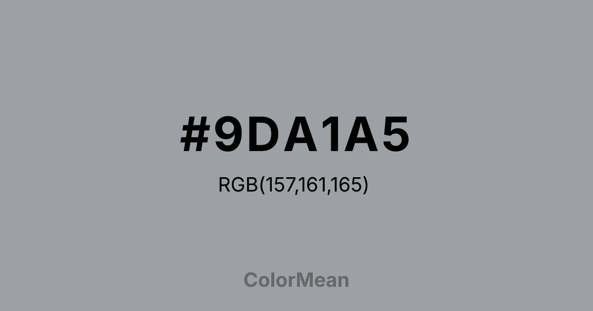 Color swatch image showing #9DA1A5 with RGB(157,161,165) values
