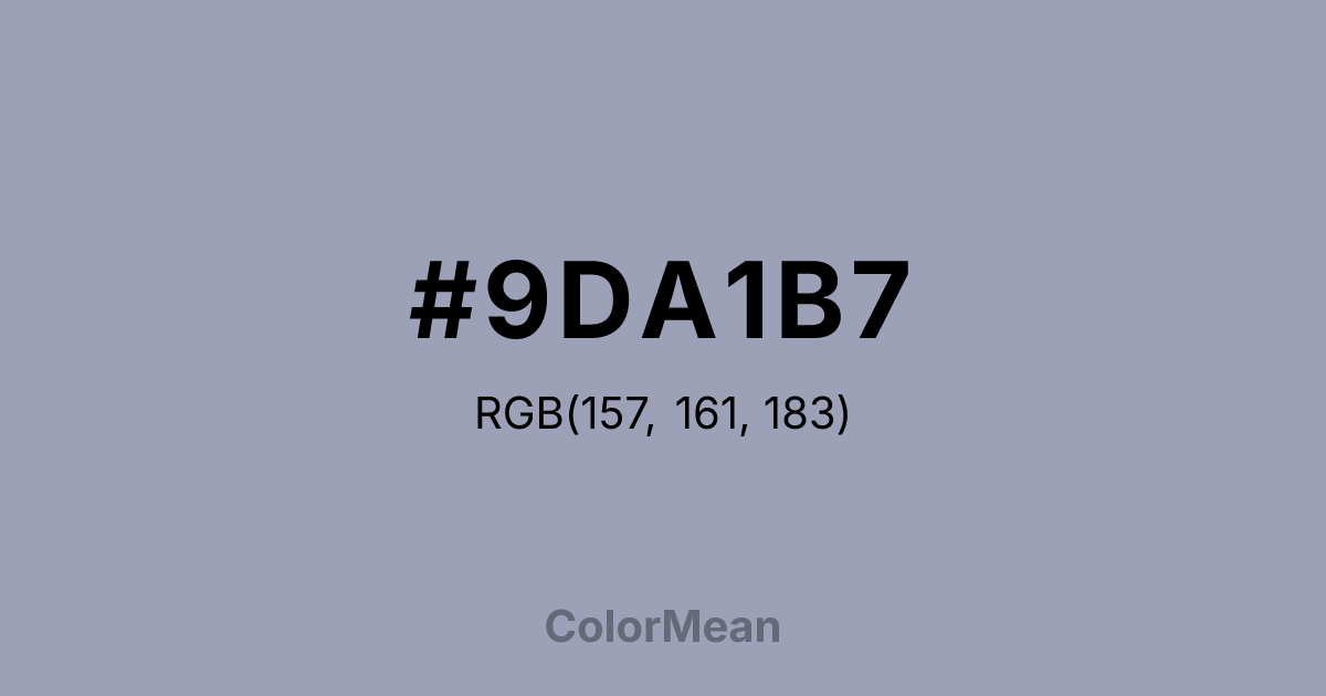 Color swatch image showing #9DA1B7 with RGB(157,161,183) values
