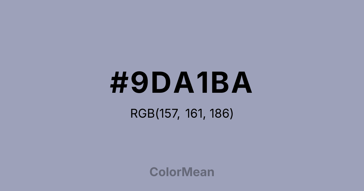 Color swatch image showing #9DA1BA with RGB(157,161,186) values