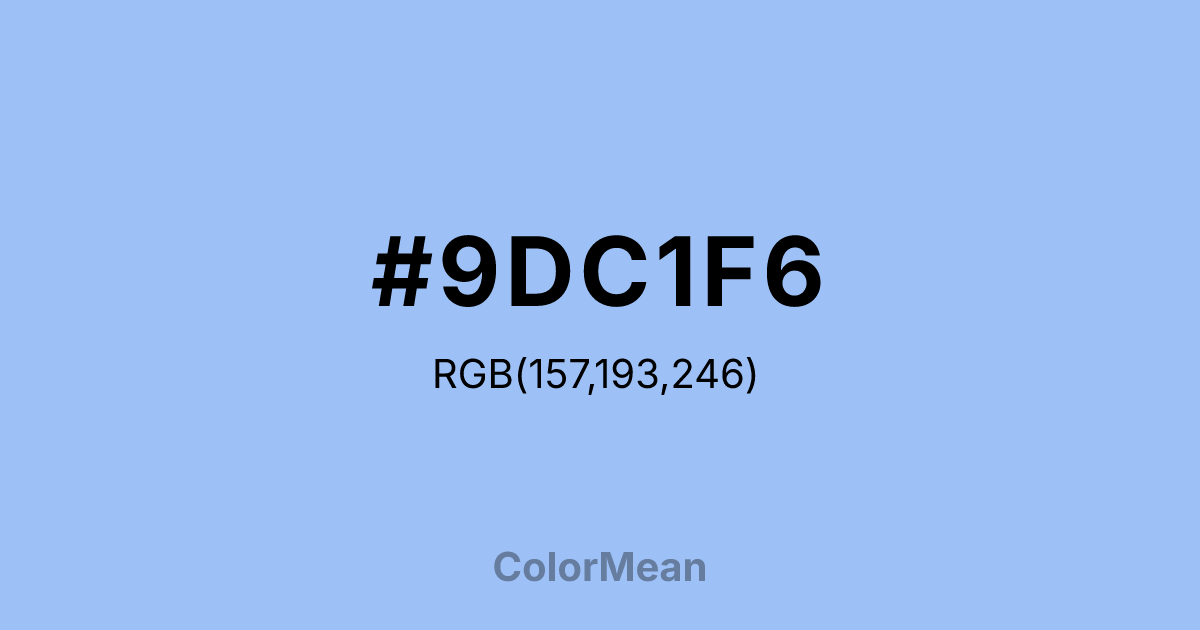 Color swatch image showing #9DC1F6 with RGB(157,193,246) values