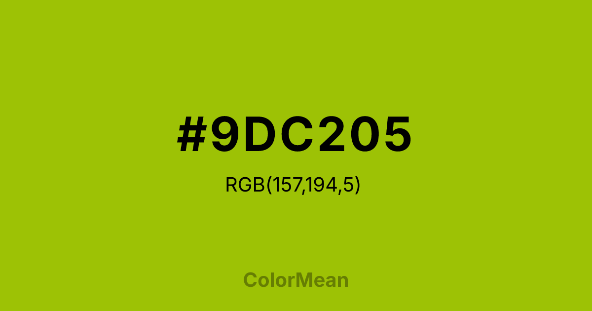 Color swatch image showing #9DC205 with RGB(157,194,5) values