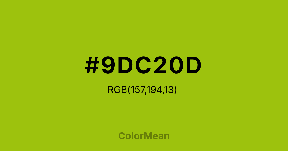 Color swatch image showing #9DC20D with RGB(157,194,13) values